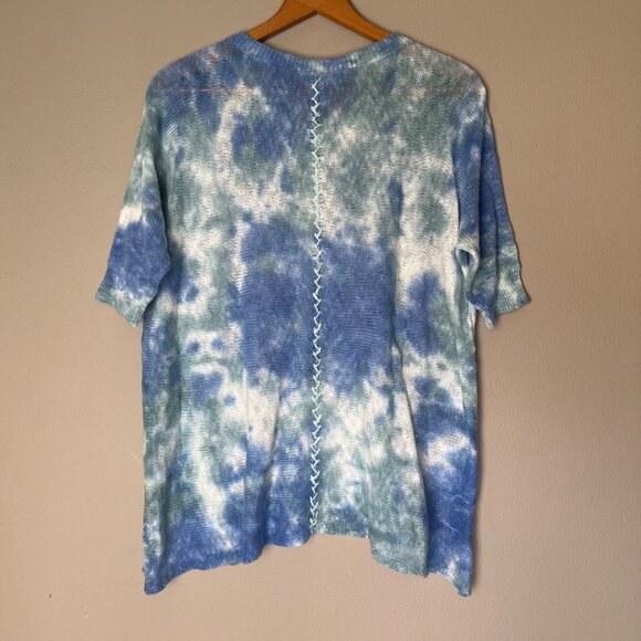 Sundance Tie Dye Artsy Short Sleeve Shirt Size Small‎ Embroidered Oversized Boxy - Picture 2 of 4